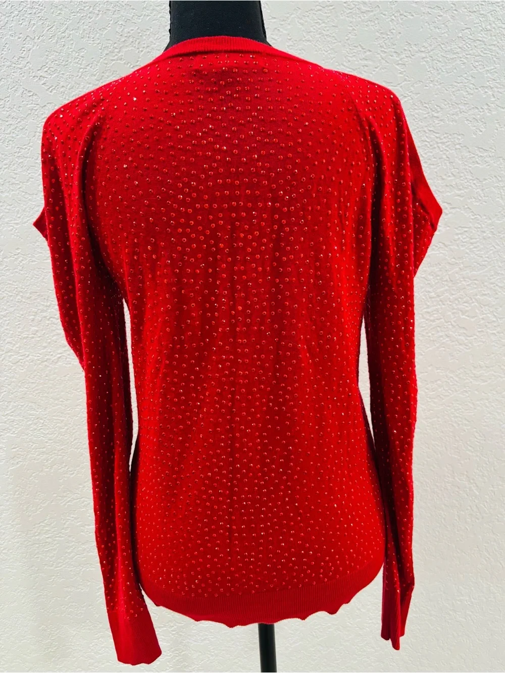 Michael Kors Red V-Neck Studded Sweater